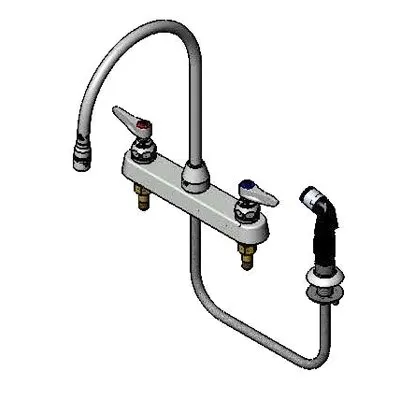 T&S Brass B-1174 Lavatory Faucet, Hose & Spray, Swing Gooseneck