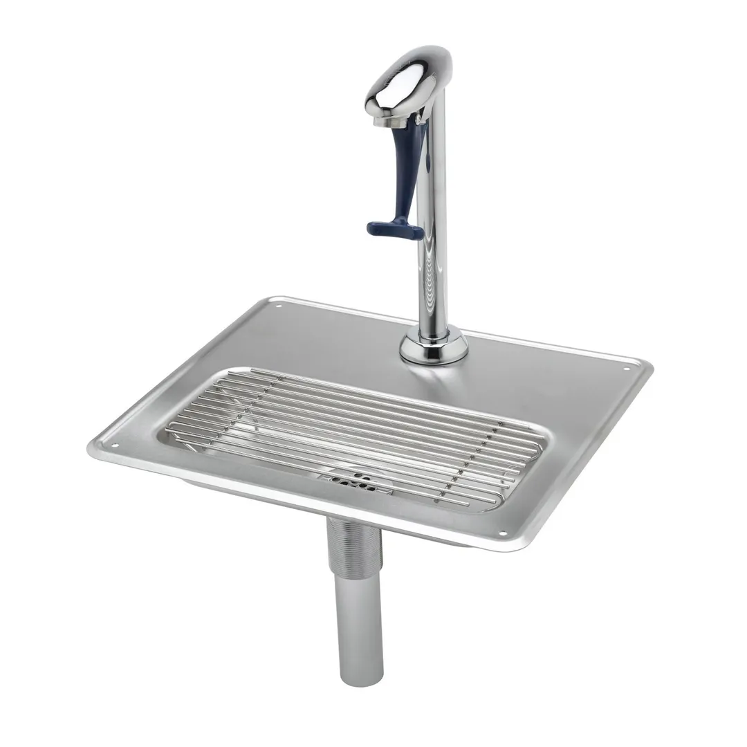 T&S Brass B-1230-12 Water Station, 12" Pedestal Glass Filler, Drip Pan Assembly