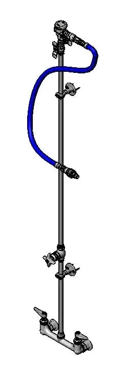 T&S Brass B-1433-LR Hose Reel Supply System, 8" Wall Mount Mixing Faucet