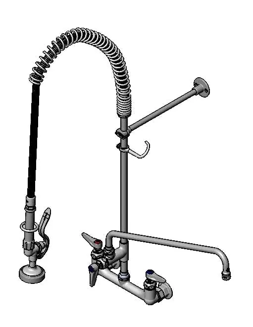 T&S Brass B-2180 Easyinstall Pre-Rinse Unit, 8" Wall Mount