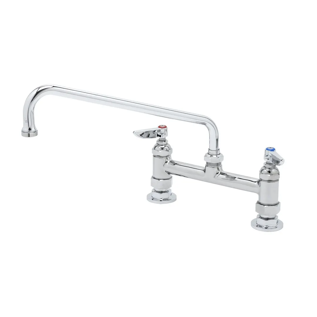 T&S Brass B-2280-CR Swivel Sink & Double Pantry Faucet, 8" Deck Mount