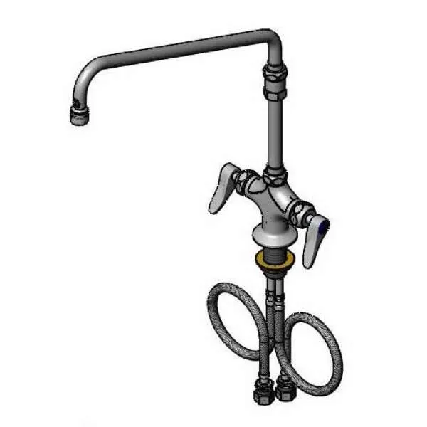 T&S Brass B-2294-CR Double Pantry Faucet, Deck Mount, Single Hole Centers