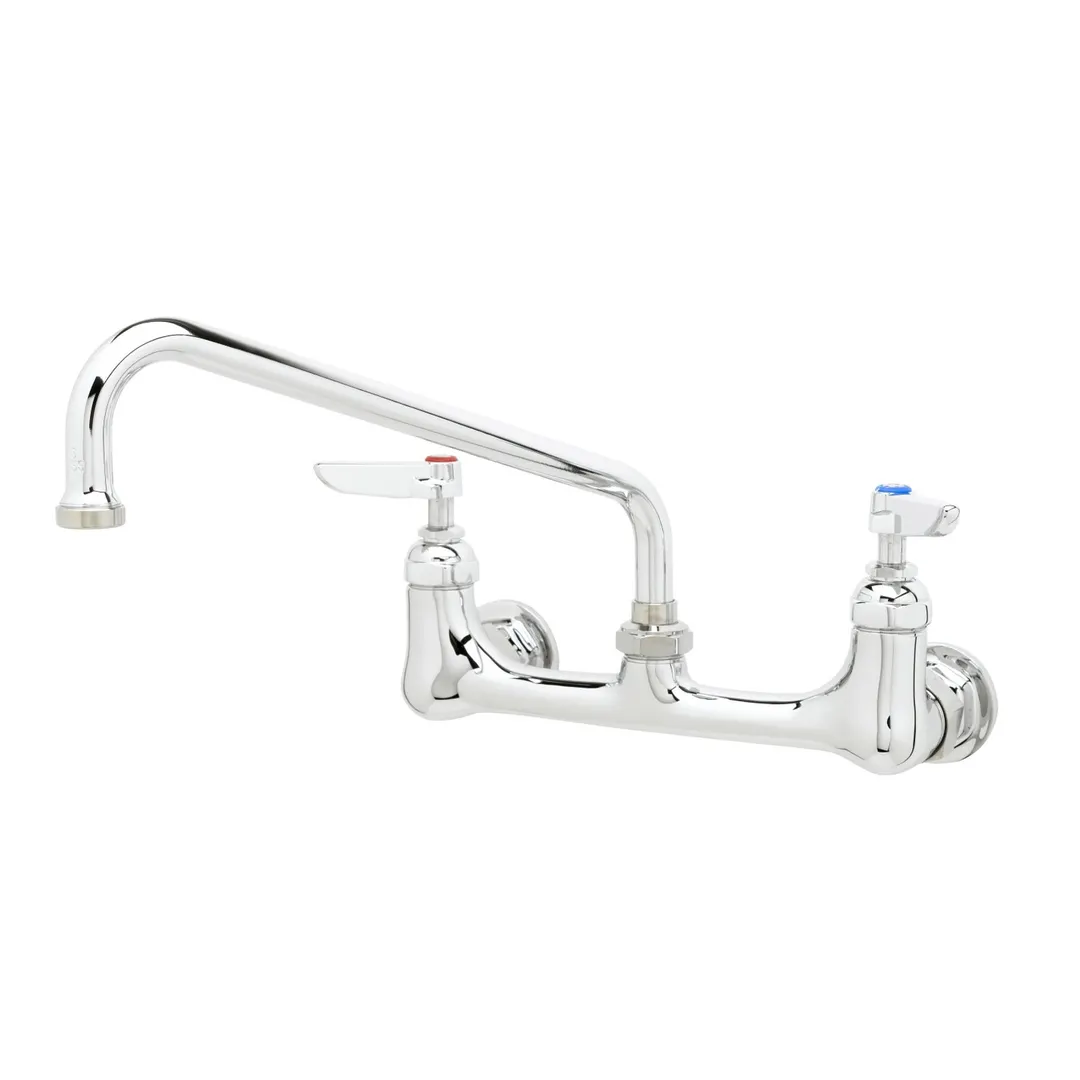 T&S Brass B-2342 Faucet, Wall Mount, 8" Centers, 10" Swing Nozzle, Lever Handles