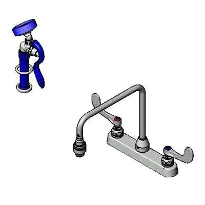 T&S Brass B-2346 Faucet Workboard, Deck Mount, with Spray Valve, 8" Center