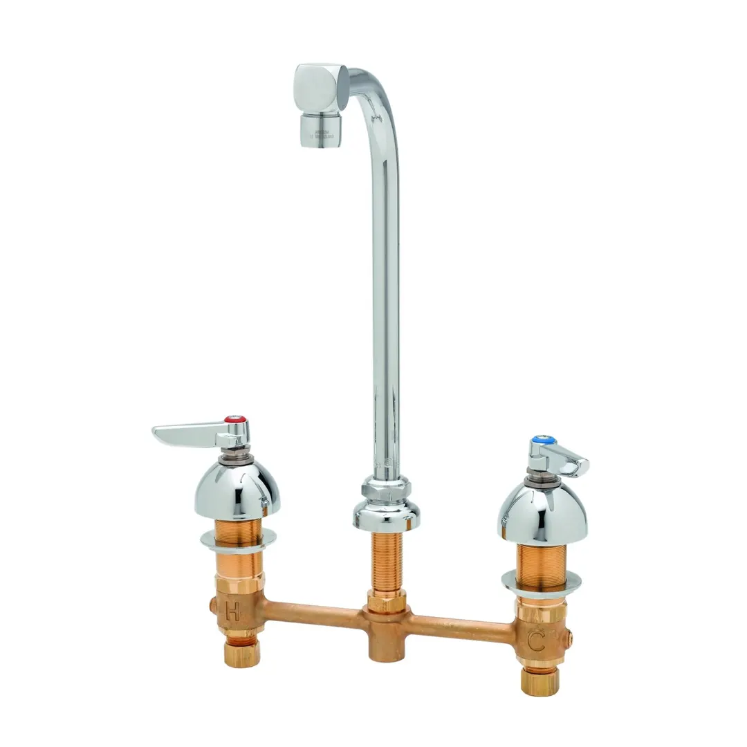 T&S Brass B-2386 Lavatory Faucet, 5" Spread Swivel Gooseneck, 8" Center