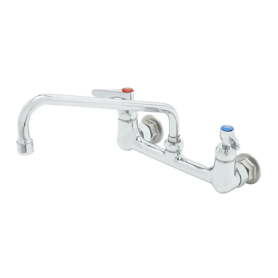 T&S Brass B-2429-CR-EK Double Pantry Faucet, Wall Mount, 8" Oc