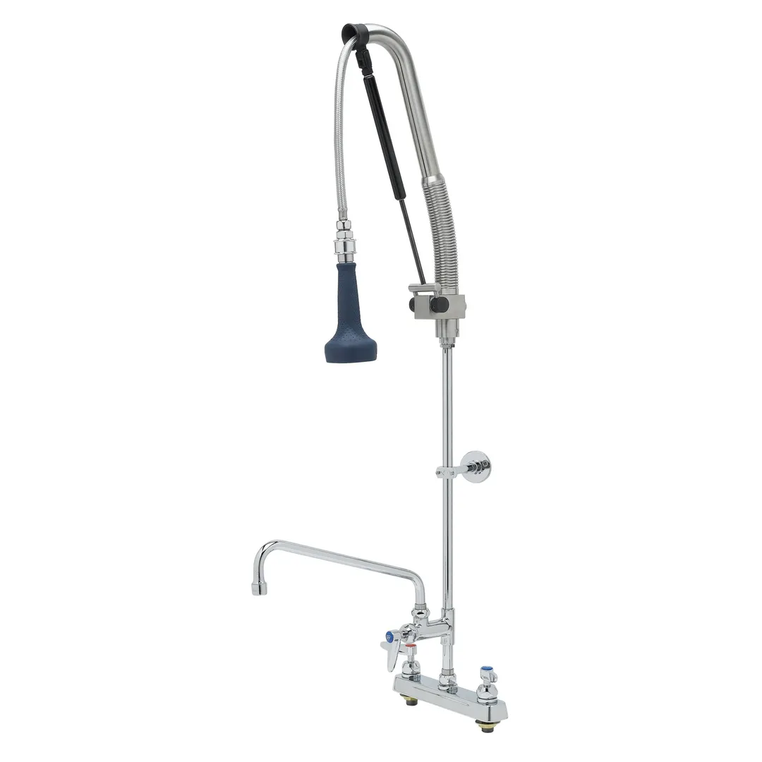 T&S Brass B-5120-12-CRB8P Easyinstall Durapull Pre-Rinse Unit, 8" Deck Mount,