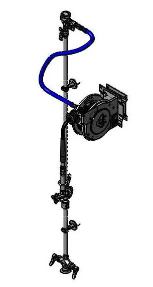 T&S Brass B-7102-U1JPS9E Hose Reel Assembly, 12' Stainless Steel Open Reel
