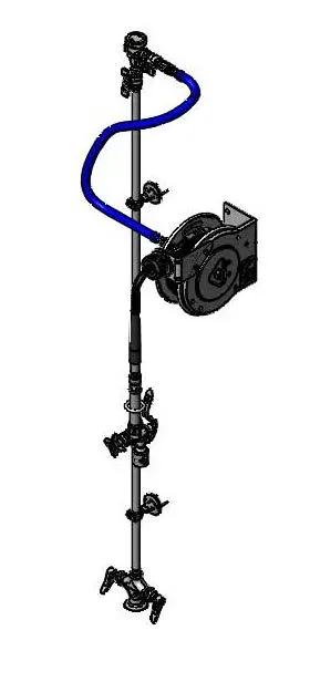 T&S Brass B-7102-U1JXS9E Hose Reel Assembly, 12' Stainless Steel Open Reel