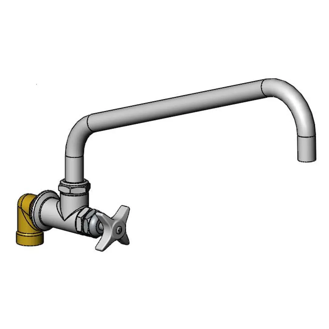 T&S Brass BF-0299-16 Big-Flo Faucet, Wall Mount, 16" Swivel Nozzle, 4 Arm Handle