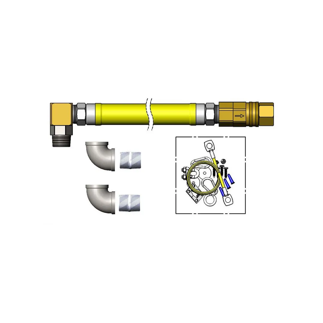 T&S Brass HG-4E-48SEL-FF Safe-T-Link Gas Connector Hose, 1" Npt X 48" Long