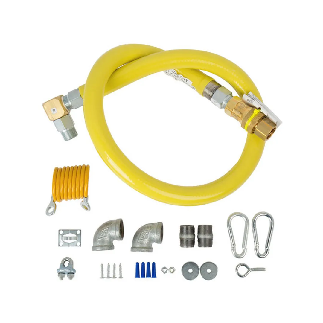 T&S Brass HG-4F-48SEL-FF Safe-T-Link Gas Connector Hose, 1-1/4" Npt X 48" Long