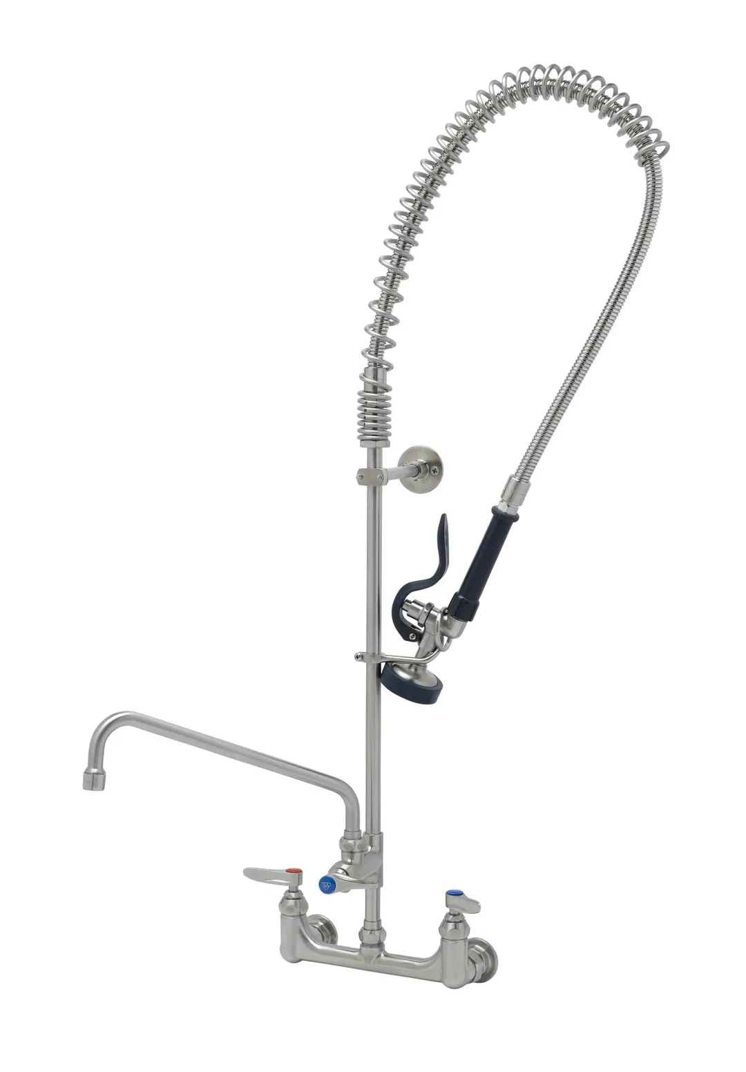T&S Brass S-0133-A12-B Eversteel Pre-Rinse Unit: Easyinstall 8" Stainless Steel Wall Mount Mixing Faucet