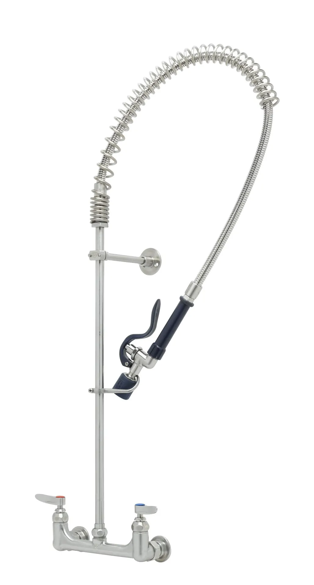 T&S Brass S-0133-BJ Eversteel Pre-Rinse Unit: 8” Wall Mount Mixing Faucet with Stainless Steel Body