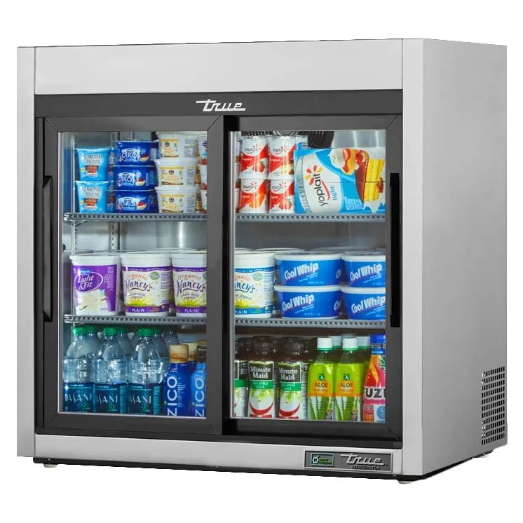 True TSD-09G-HC-LD 36" Refrigerator, 7.8 cu ft, Two Sliding Glass Doors, 1/6 HP, 115V