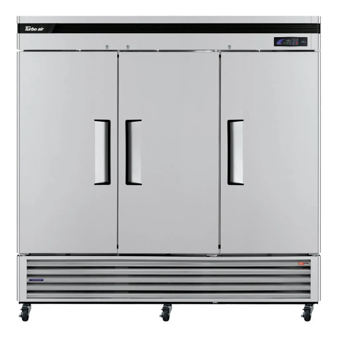Turbo Air TSF-72SD-N 81.88" 3-Solid Door Reach-In Freezer, Bottom Mount, 63.8 cu. ft., Stainless Steel