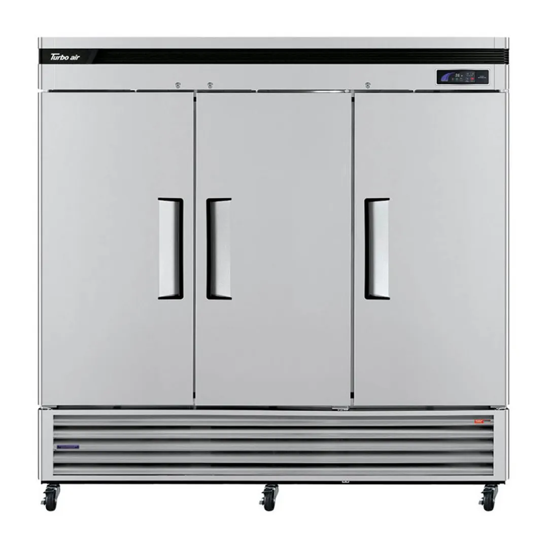 Turbo Air TSR-72SD-N 81" 3-Section Super Deluxe Reach-In Refrigerator w/ 3 Solid Doors, Bottom Mount, 64 cu. ft.