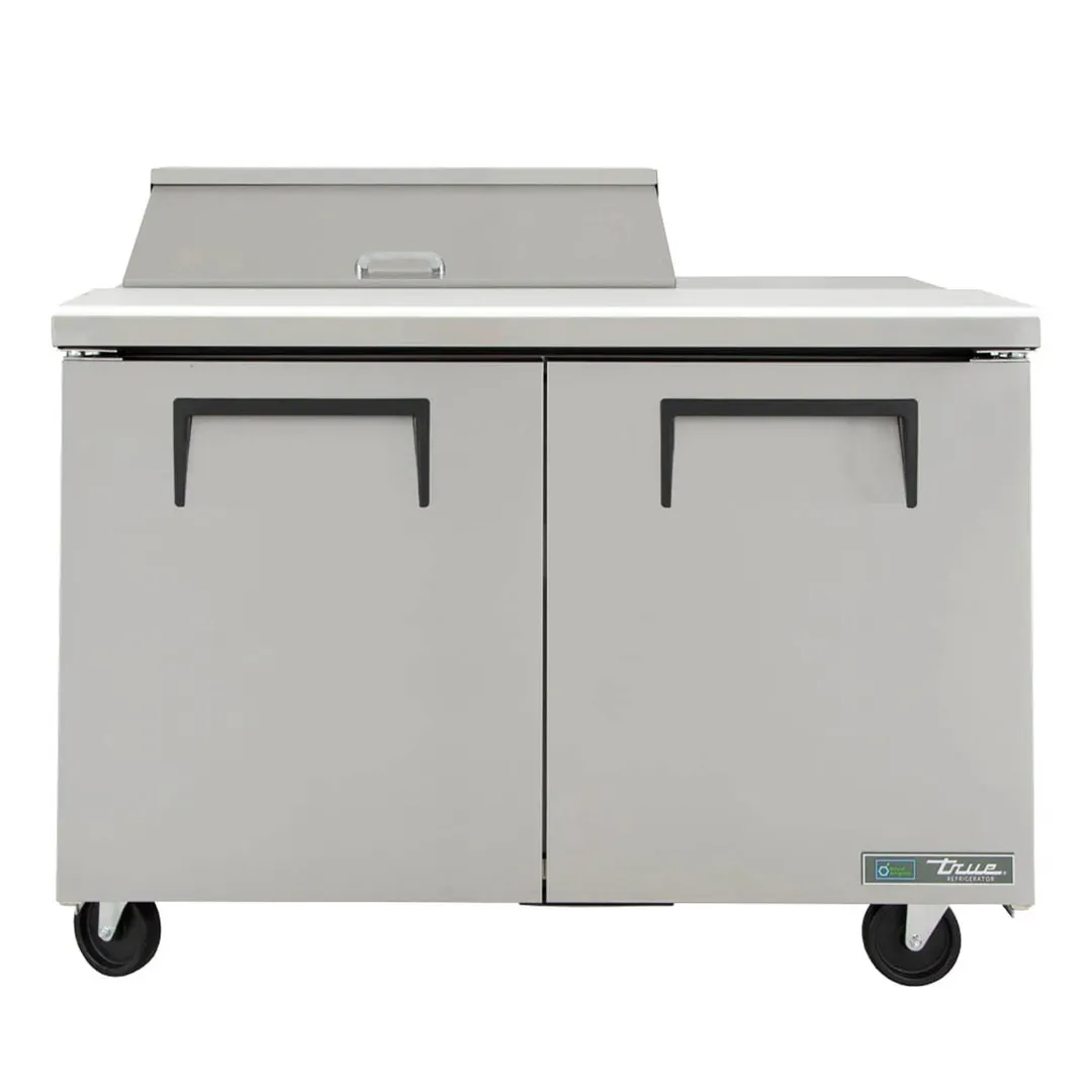 True TSSU-48-08-HC 48" Two Section Sandwich / Salad Prep Table w/ 2 Doors, 8 Pans
