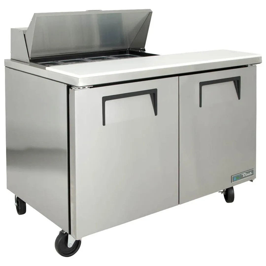 True TSSU-48-08-HC 48" Two Section Sandwich / Salad Prep Table w/ 2 Doors, 8 Pans