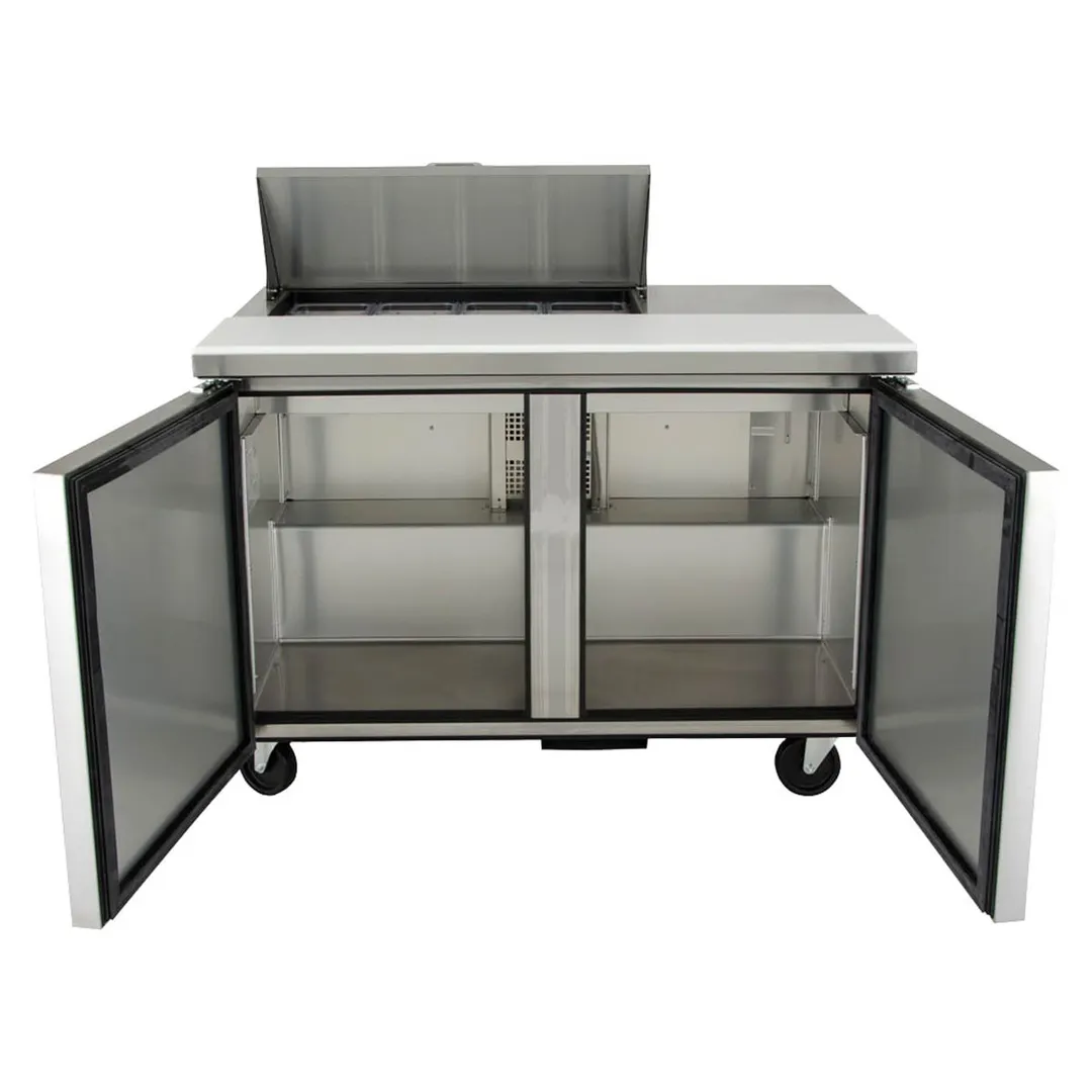 True TSSU-48-08-HC 48" Two Section Sandwich / Salad Prep Table w/ 2 Doors, 8 Pans