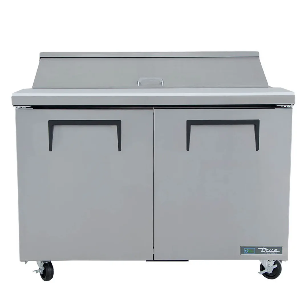 True TSSU-48-12-HC 48" Two Section Sandwich / Salad Prep Table w/ 2 Doors, 12 Pans