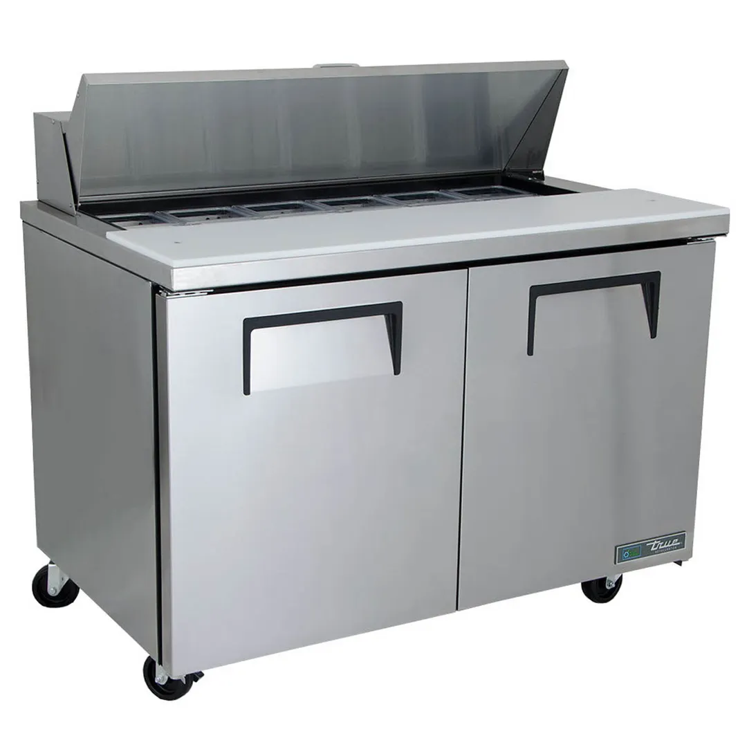 True TSSU-48-12-HC 48" Two Section Sandwich / Salad Prep Table w/ 2 Doors, 12 Pans