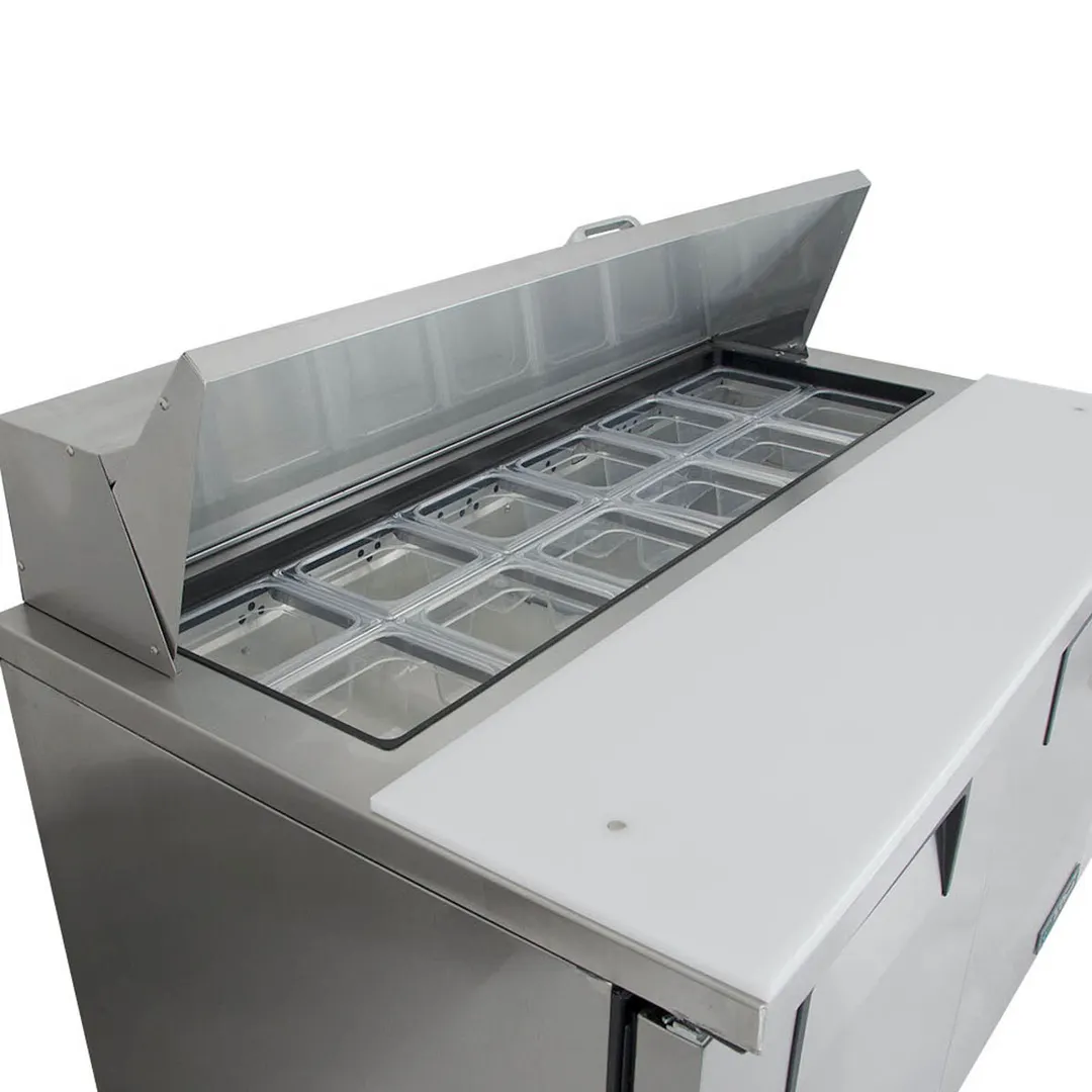 True TSSU-48-12-HC 48" Two Section Sandwich / Salad Prep Table w/ 2 Doors, 12 Pans