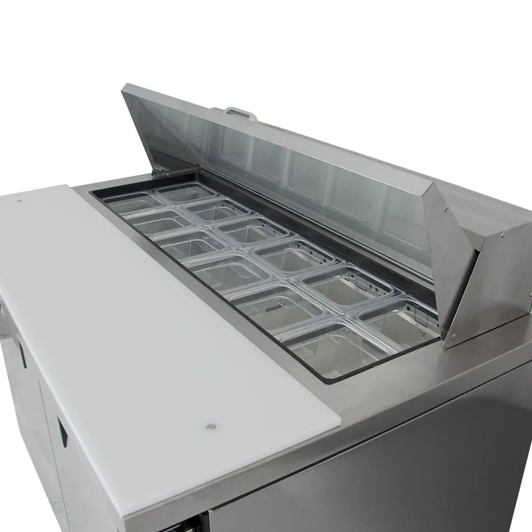 True TSSU-48-12-HC 48" Two Section Sandwich / Salad Prep Table w/ 2 Doors, 12 Pans