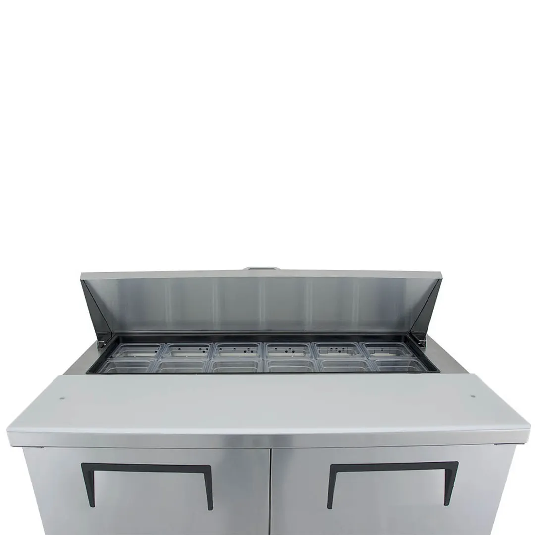 True TSSU-48-12-HC 48" Two Section Sandwich / Salad Prep Table w/ 2 Doors, 12 Pans