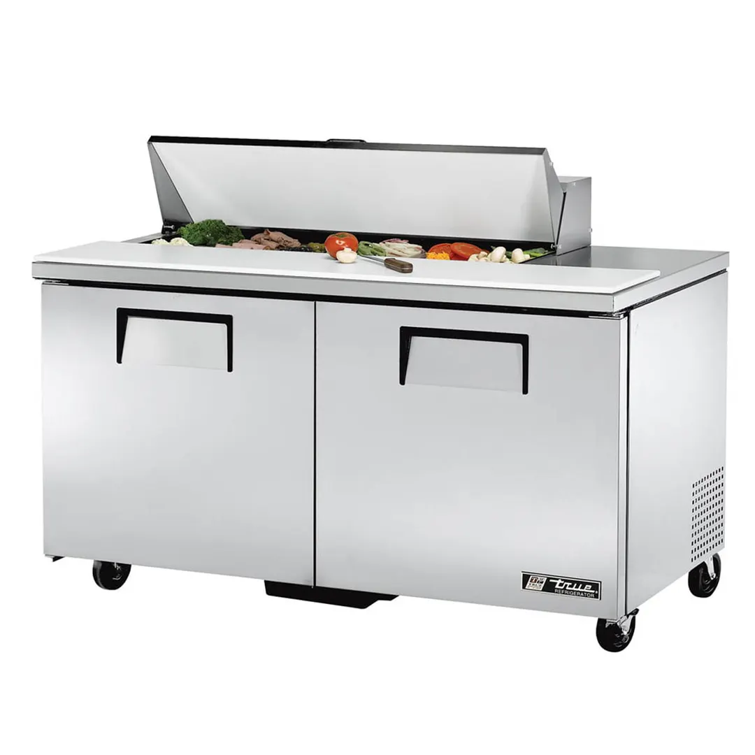 True TSSU-60-12-HC 60" Two Section Sandwich / Salad Prep Table w/ 2 Doors, 12 Pans
