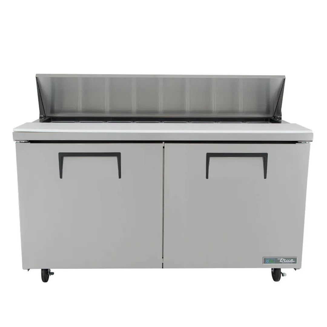 True TSSU-60-16-HC 60" Two Section Sandwich / Salad Prep Table w/ 2 Doors, 16 Pans