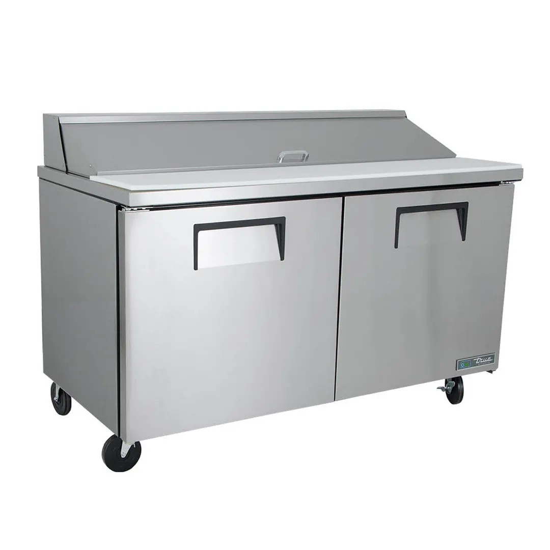True TSSU-60-16-HC 60" Two Section Sandwich / Salad Prep Table w/ 2 Doors, 16 Pans