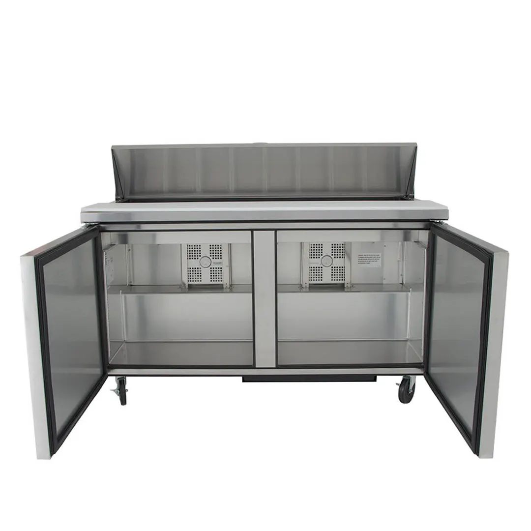 True TSSU-60-16-HC 60" Two Section Sandwich / Salad Prep Table w/ 2 Doors, 16 Pans