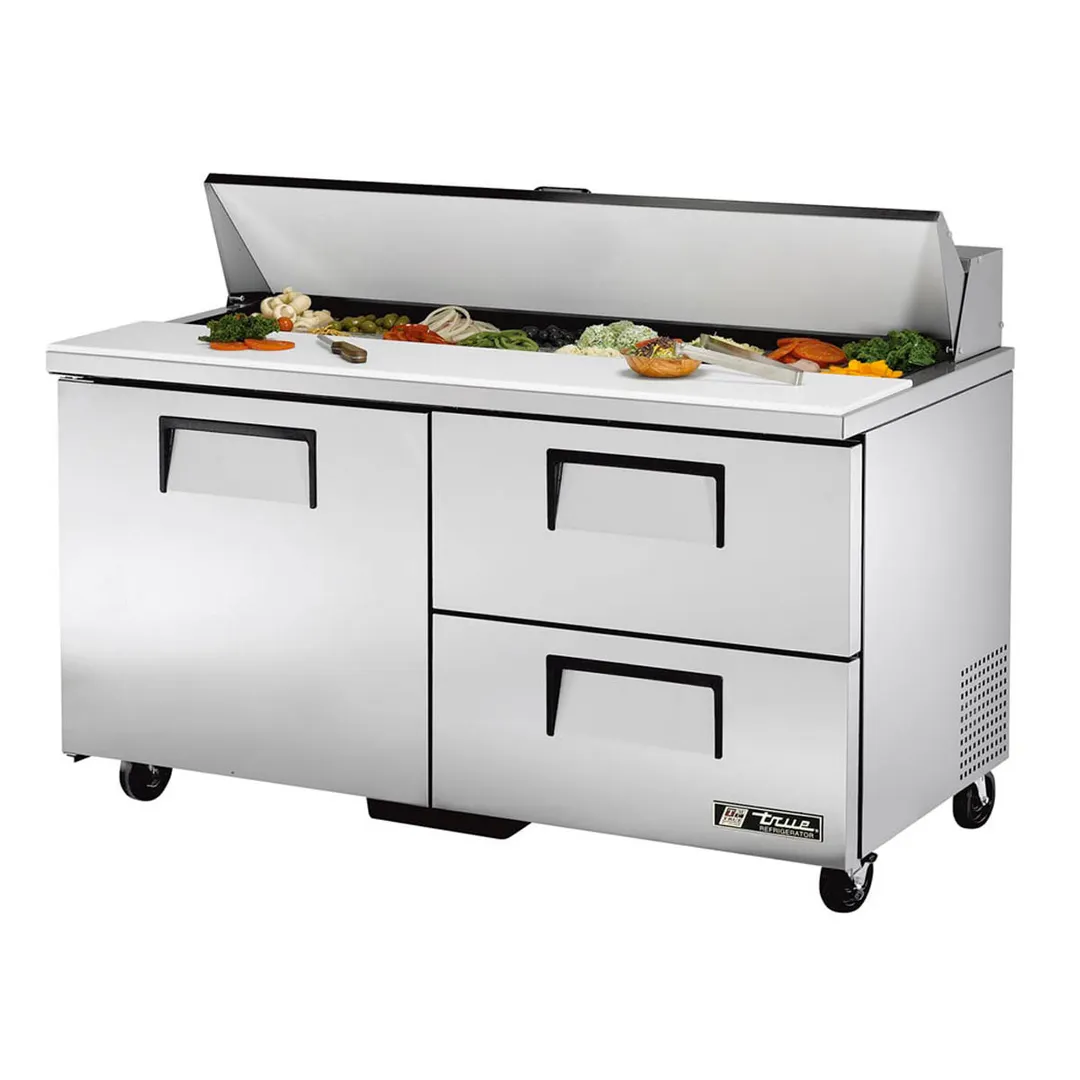 True TSSU-60-16D-2-HC 60" Sandwich / Salad Prep Table w/ 1 Door & 2 Drawers, 16 Pans