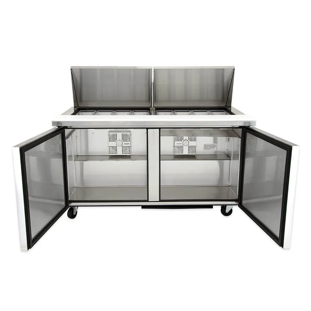 True TSSU-60-24M-B-ST-HC 60" Mega Top Sandwich/Salad Prep Table w/ 2 Doors, 24 Pans