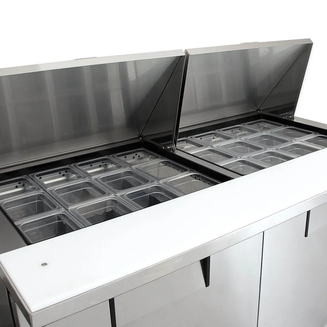 True TSSU-60-24M-B-ST-HC 60" Mega Top Sandwich/Salad Prep Table w/ 2 Doors, 24 Pans