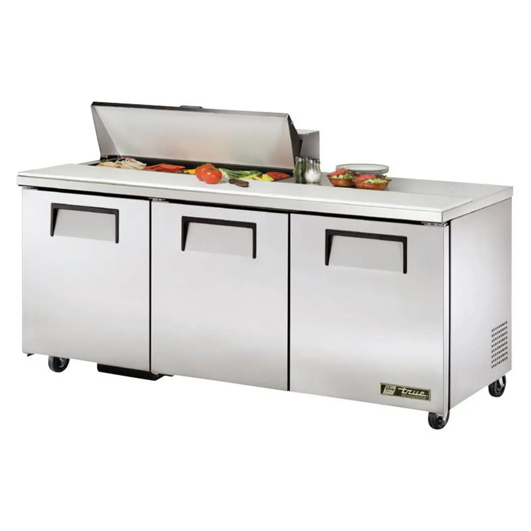 True TSSU-72-10-HC 72" Three Section Sandwich / Salad Prep Table w/ 3 Doors, 10 Pans