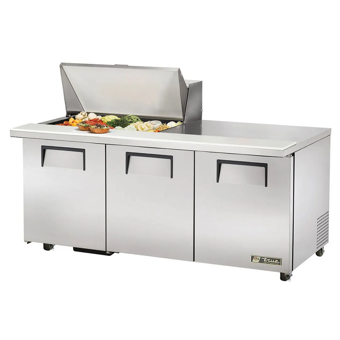 True TSSU-72-15M-B-HC 72" Mega Top Sandwich/Salad Prep Table w/ 3 Doors, 15 Pans