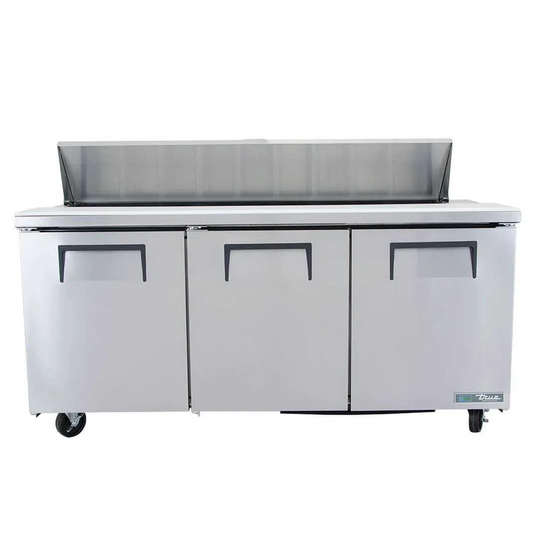 True TSSU-72-18-HC 72" Three Section Sandwich / Salad Prep Table w/ 3 Doors, 18 Pans