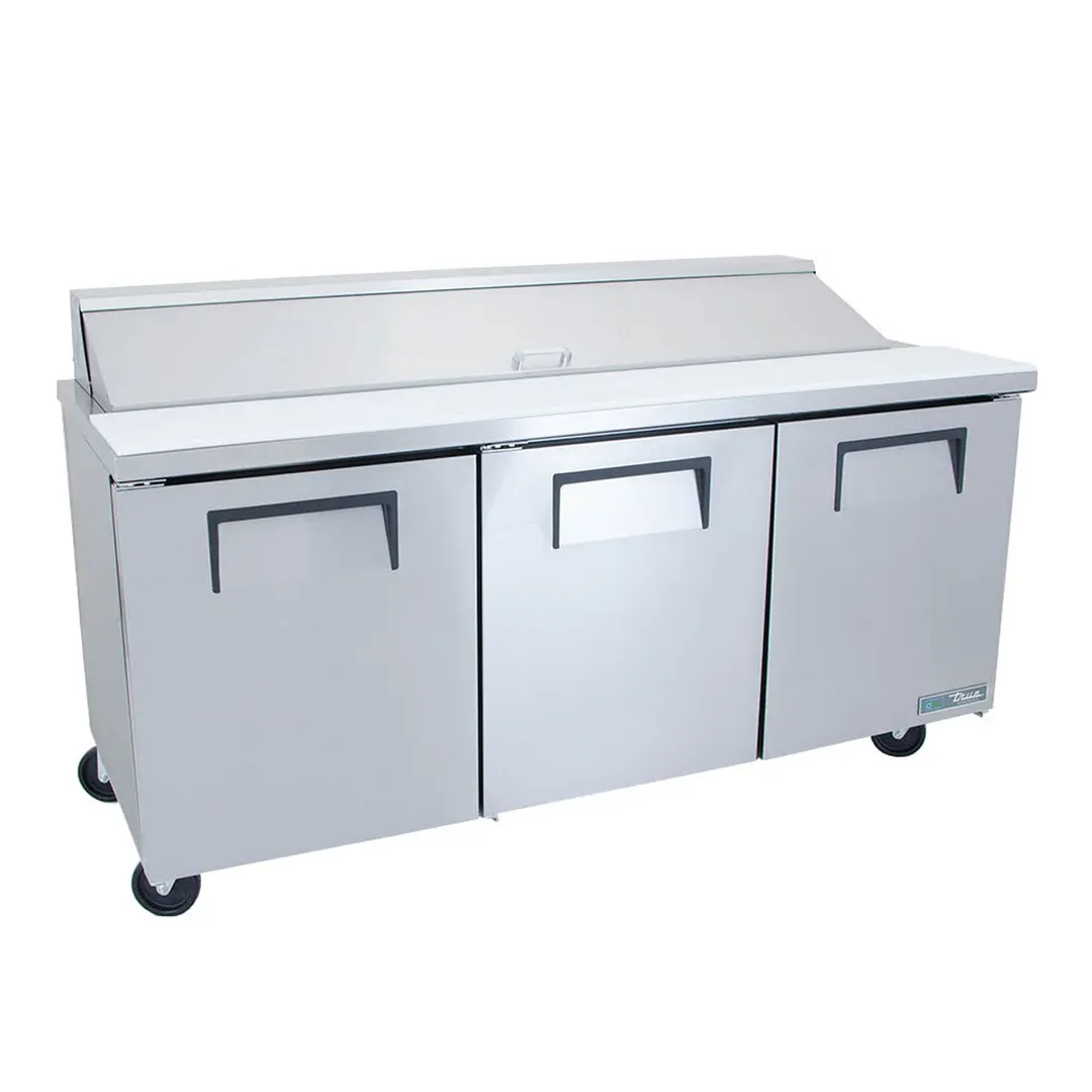 True TSSU-72-18-HC 72" Three Section Sandwich / Salad Prep Table w/ 3 Doors, 18 Pans