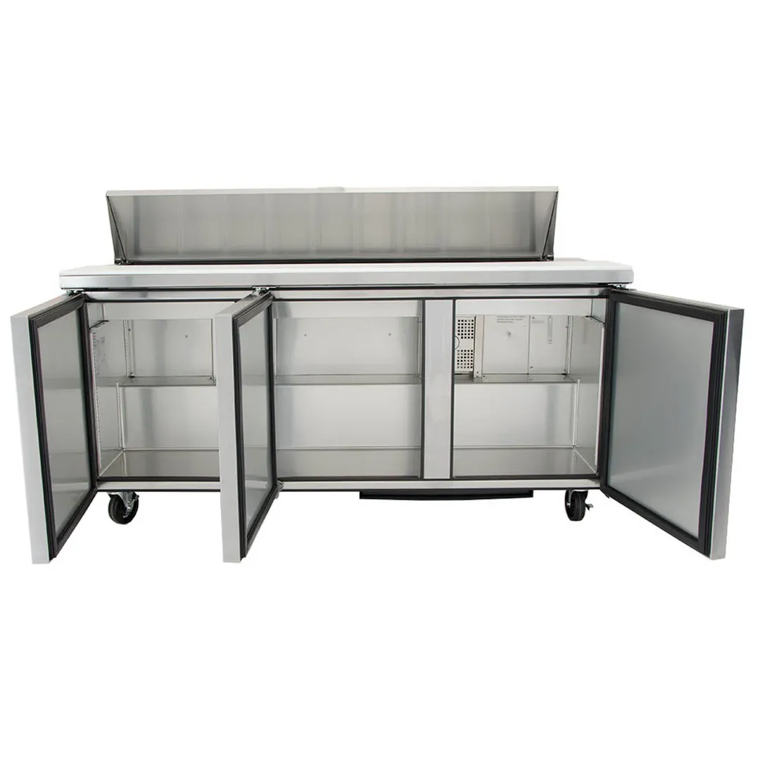 True TSSU-72-18-HC 72" Three Section Sandwich / Salad Prep Table w/ 3 Doors, 18 Pans