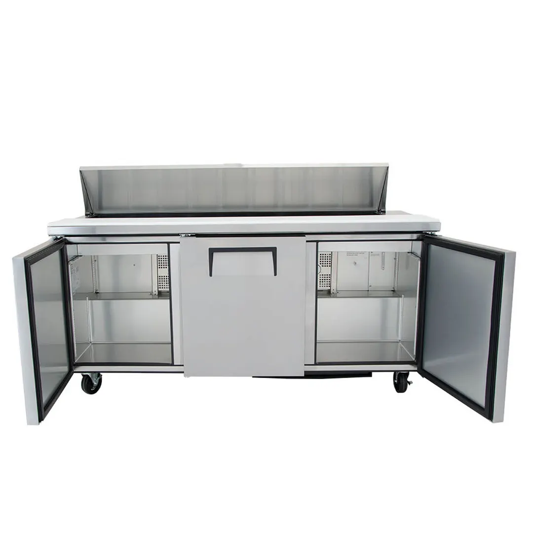 True TSSU-72-18-HC 72" Three Section Sandwich / Salad Prep Table w/ 3 Doors, 18 Pans