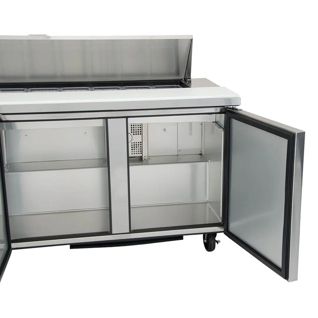 True TSSU-72-18-HC 72" Three Section Sandwich / Salad Prep Table w/ 3 Doors, 18 Pans