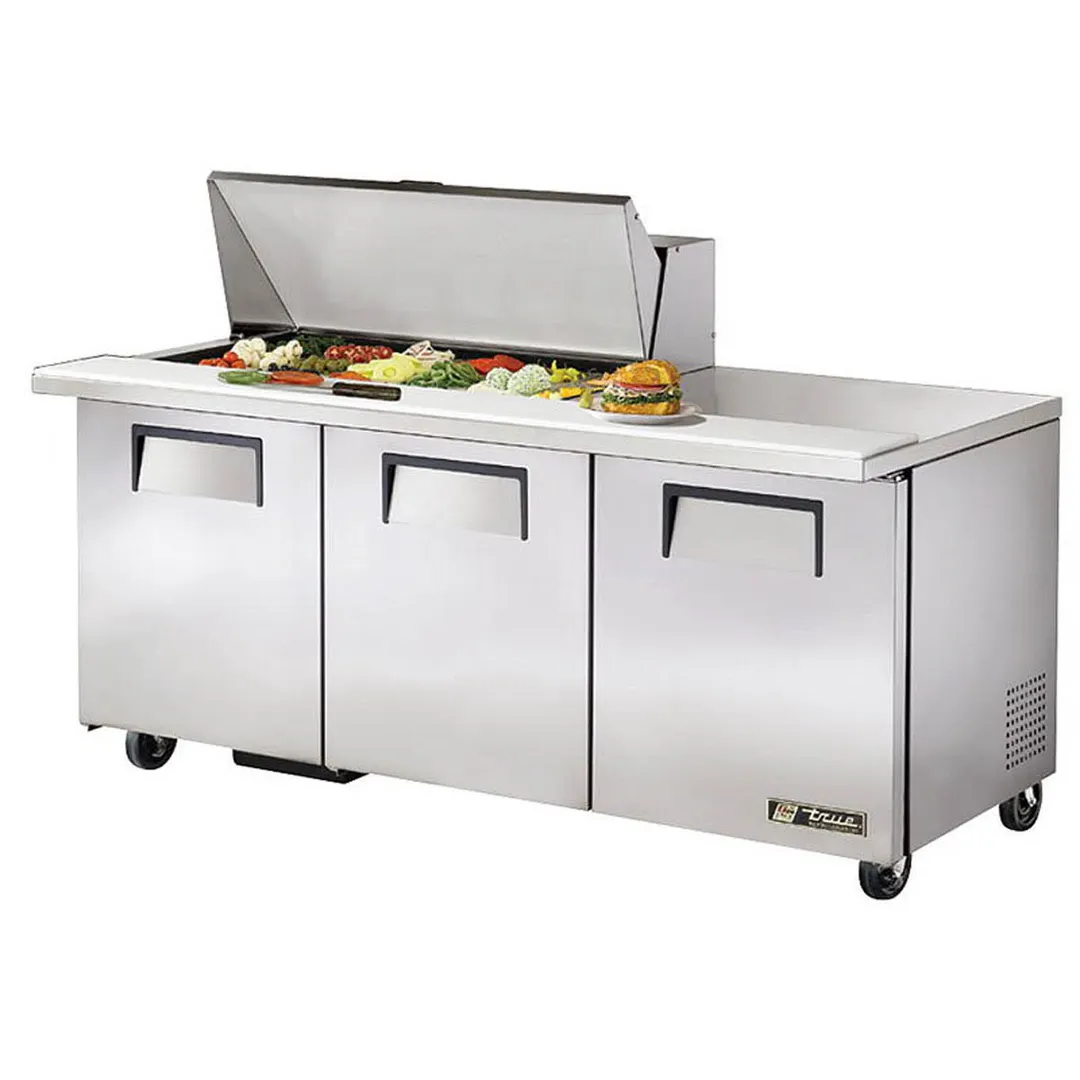True TSSU-72-18M-B-HC 72" Mega Top Sandwich/Salad Prep Table w/ 3 Doors, 18 Pans
