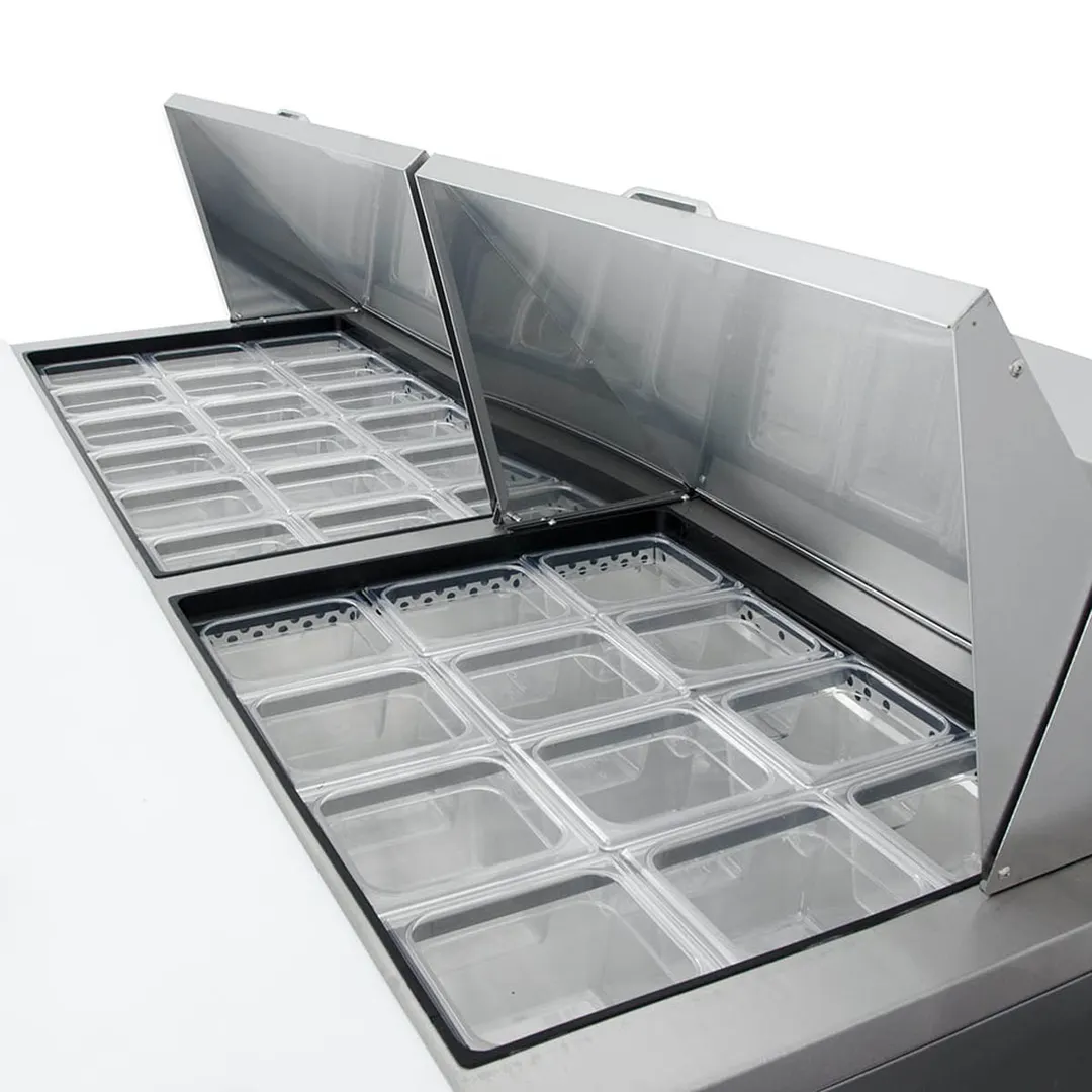 True TSSU-72-30M-B-ST-HC 72" Mega Top Sandwich/Salad Prep Table w/ 3 Doors, 30 Pans