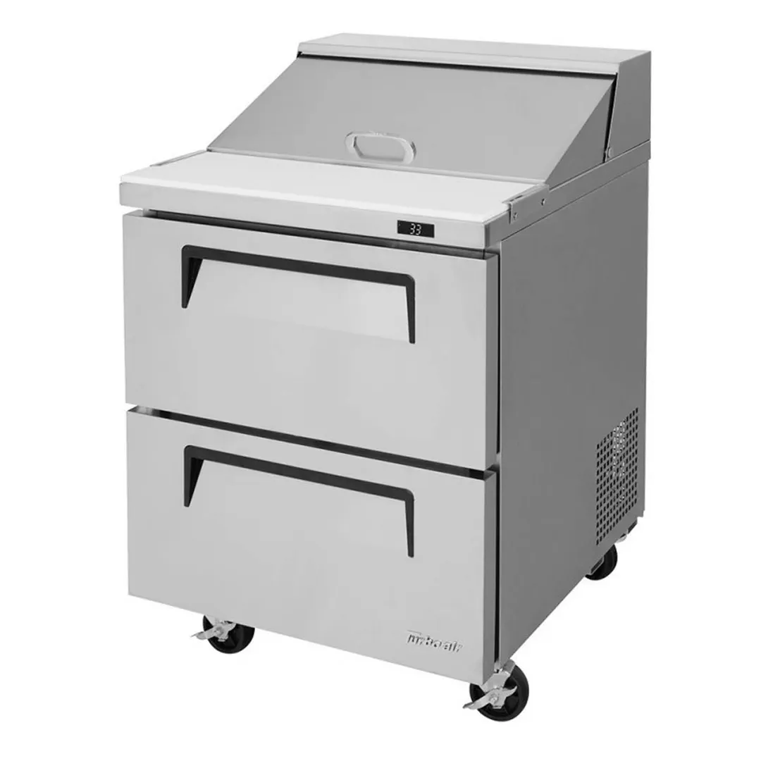 Turbo Air TST-28SD-D2-N 27" One Section Sandwich / Salad Prep Table w/ 2 Drawers, 8 Pans