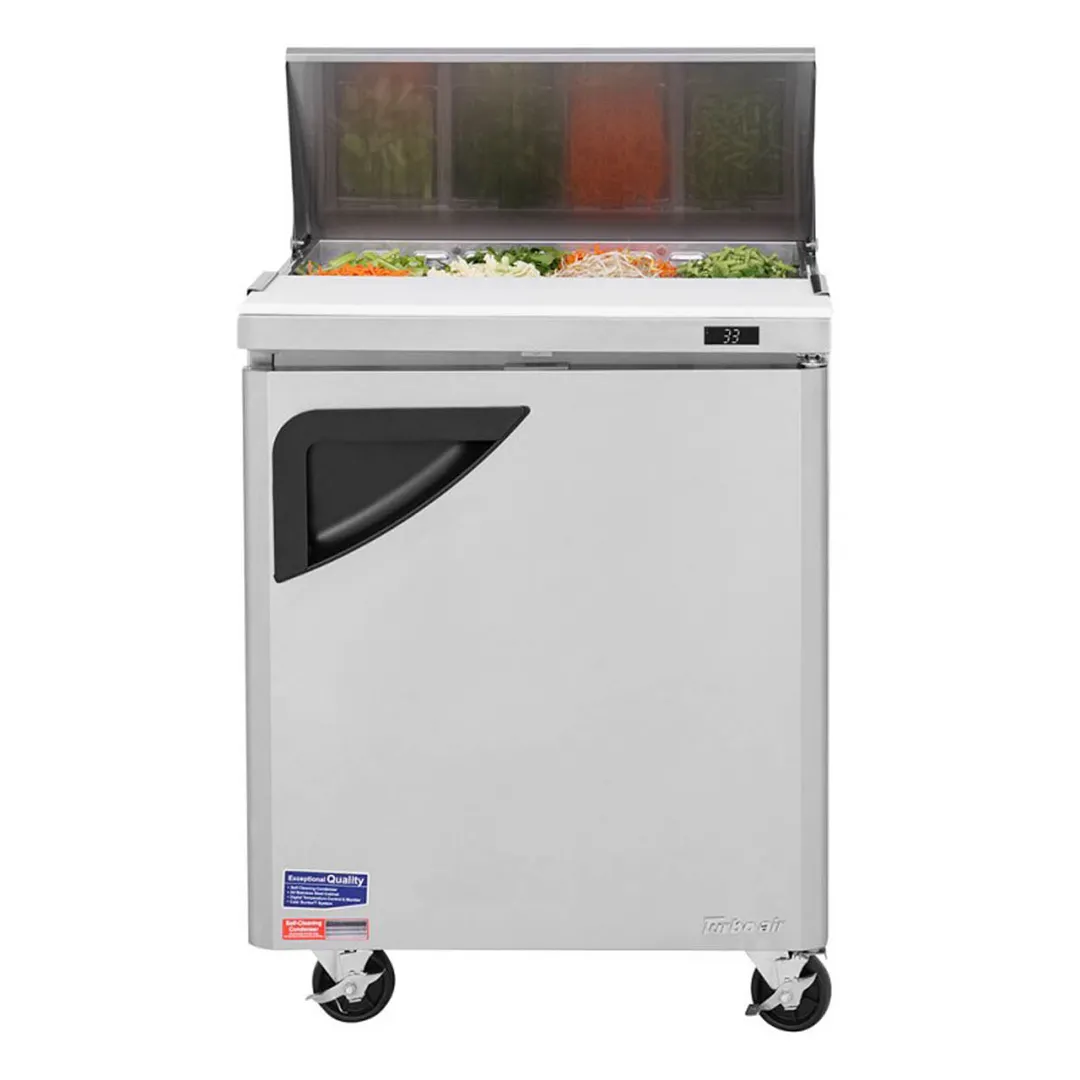 Turbo Air TST-28SD-N 27" One Section Sandwich / Salad Prep Table w/ 1 Door, 8 Pans