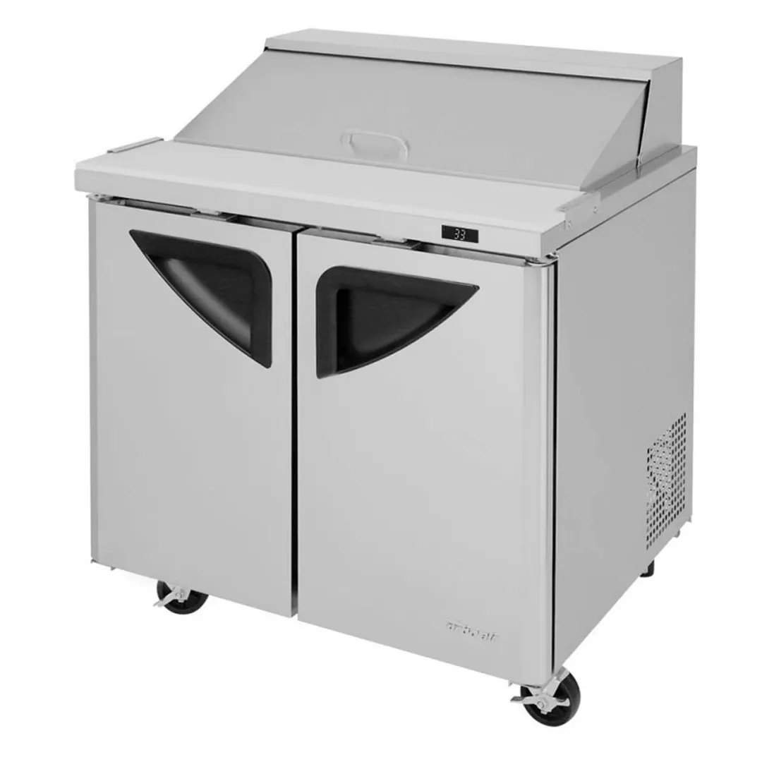 Turbo Air TST-36SD-N6 36" Two Section Sandwich / Salad Prep Table w/ 2 Doors, 10 Pans