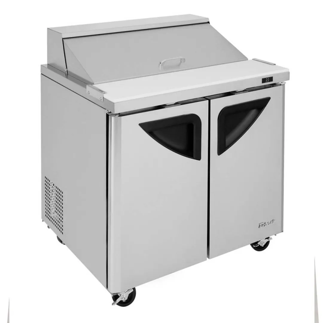 Turbo Air TST-36SD-N6 36" Two Section Sandwich / Salad Prep Table w/ 2 Doors, 10 Pans