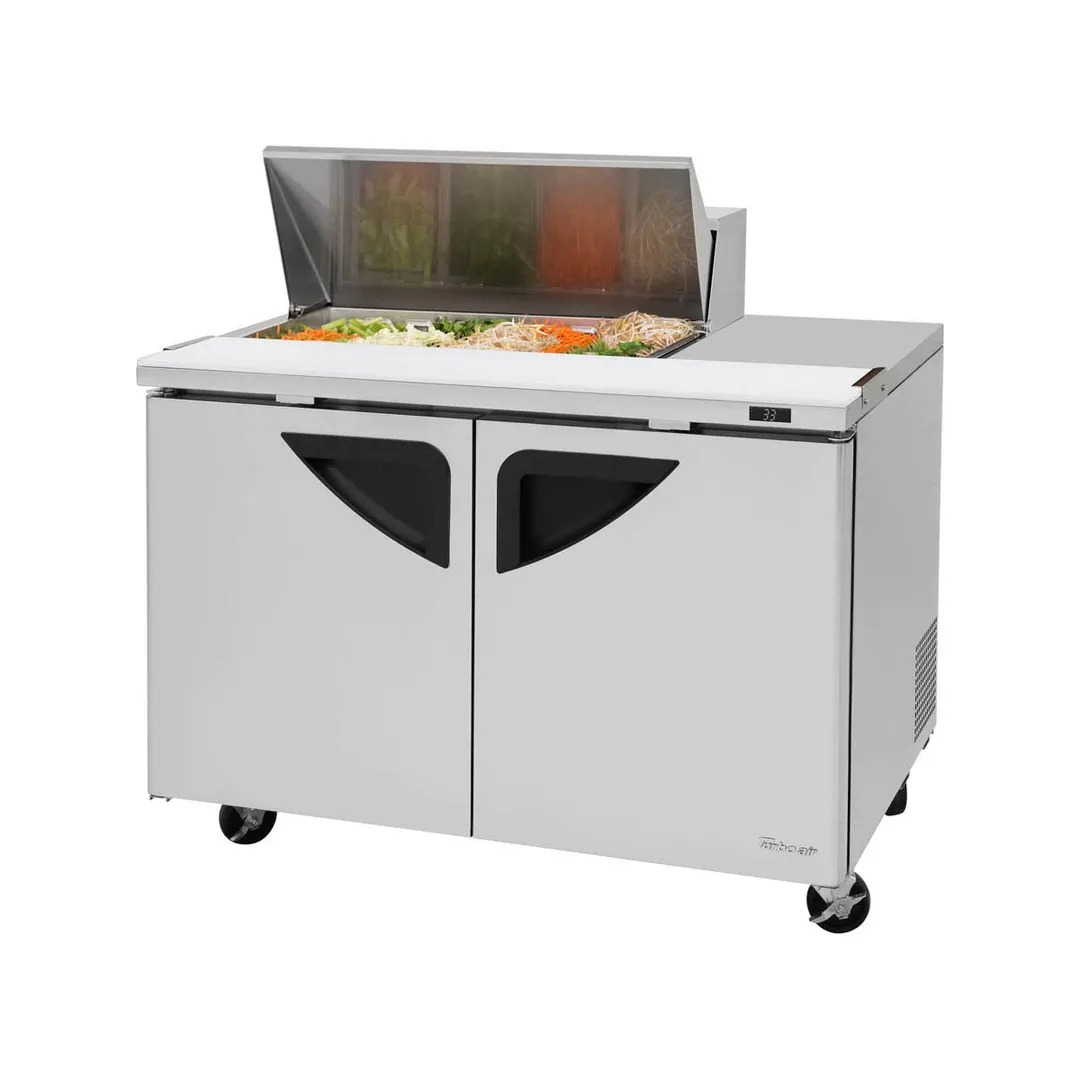 Turbo Air TST-48SD-08S-N 48" Two Section Sandwich / Salad Prep Table w/ 2 Doors, 8 Pans
